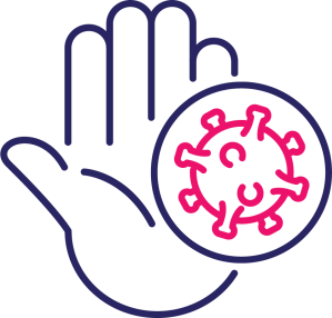 Hand with bacteria bug illustration