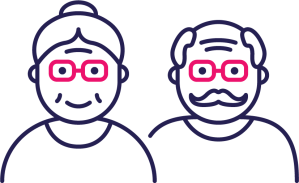 Illustration of senior male and female over 65 years